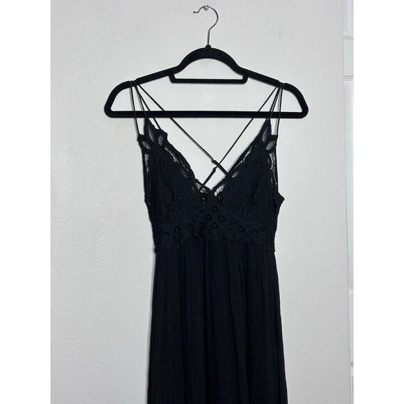 Free People‎ FP One Adella Maxi Dress Black Sz Small - Picture 2 of 6